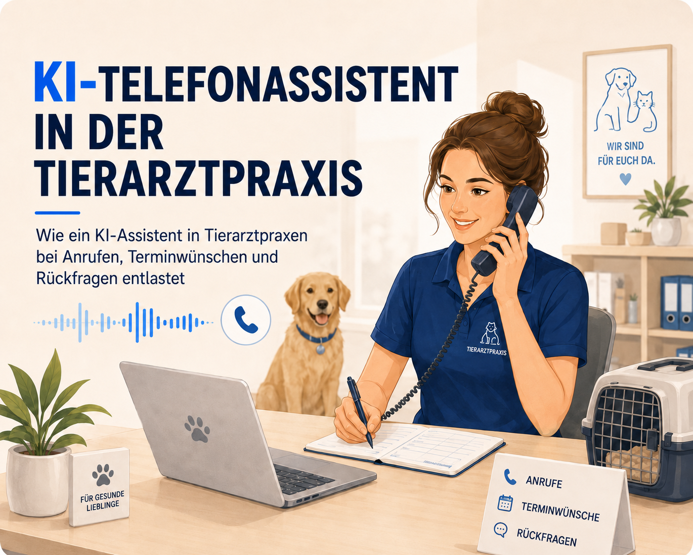 KI-Telefonassistent für Tierarztpraxen: Termine, Notfälle & Entlastung