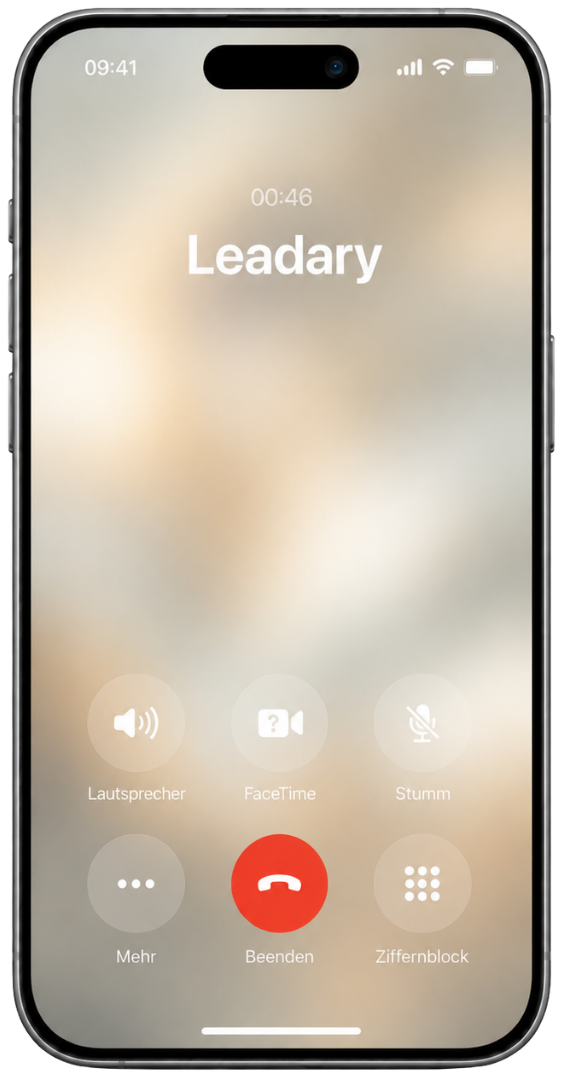 KI-Telefonassistent von Leadary nimmt einen Patientenanruf für eine Arztpraxis entgegen